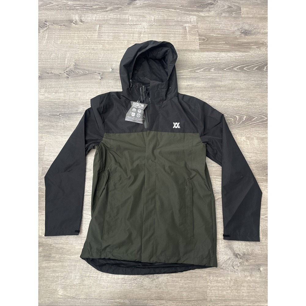 Dixxon Tech Jacket Men's Medium Green Black Full Zip Hooded Windbreaker